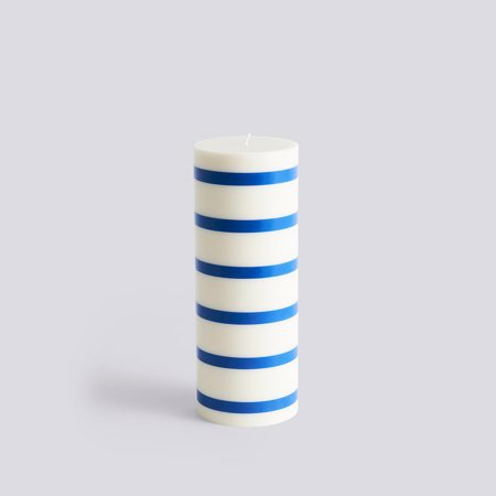 COLUMN CANDLE - Large - Off-white and Blue