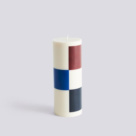 COLUMN CANDLE - Large - Off-white, Brown, Black and Blue