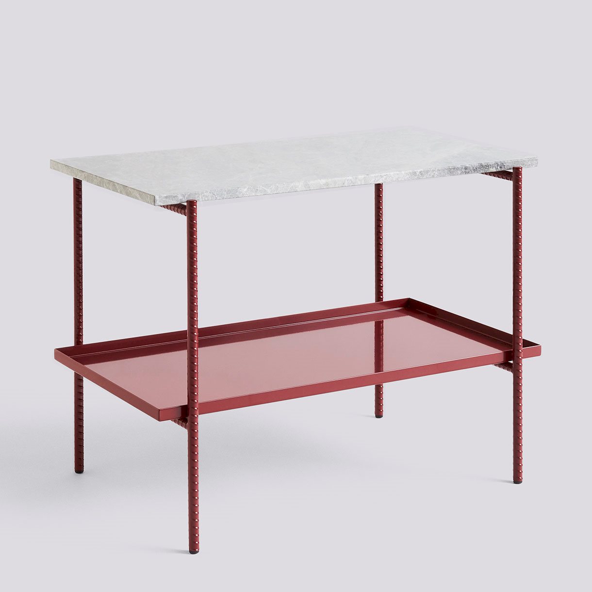 REBAR SIDE TABLE - Grey marble - Barn red powder coated steel
