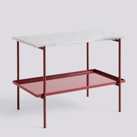 REBAR SIDE TABLE - Grey marble - Barn red powder coated steel