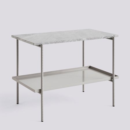REBAR SIDE TABLE - Grey marble - Fossil grey powder coated steel