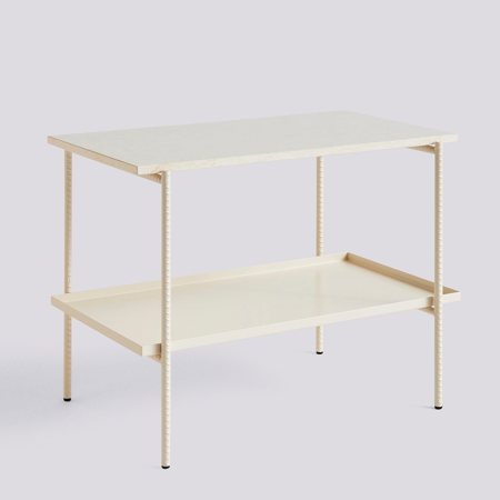 REBAR SIDE TABLE - Beige marble - Alabaster powder coated steel