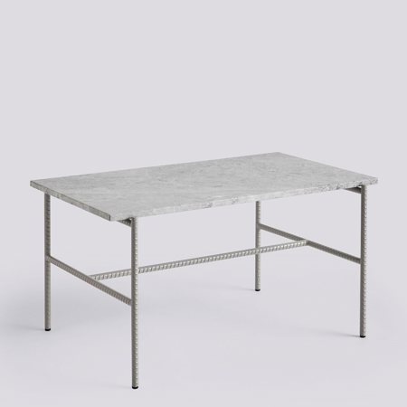 REBAR COFFEE TABLE - 80 x 49 cm - Grey marble - Fossil grey powder coated steel