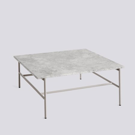 REBAR COFFEE TABLE - 80 x 84 cm - Grey marble - Fossil grey powder coated steel