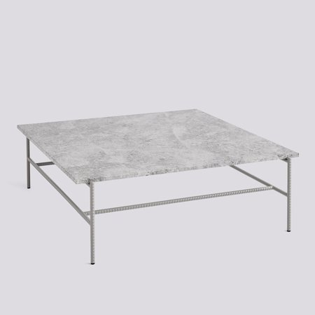 REBAR COFFEE TABLE - 100 x 104 cm - Grey marble - Fossil grey powder coated steel
