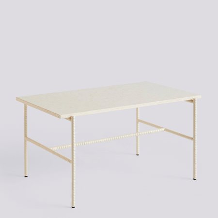 REBAR COFFEE TABLE - 80 x 49 cm - Beige marble - Alabaster powder coated steel