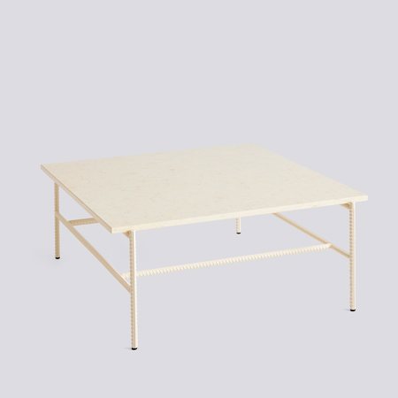 REBAR COFFEE TABLE - 80 x 84 cm - Beige marble - Alabaster powder coated steel