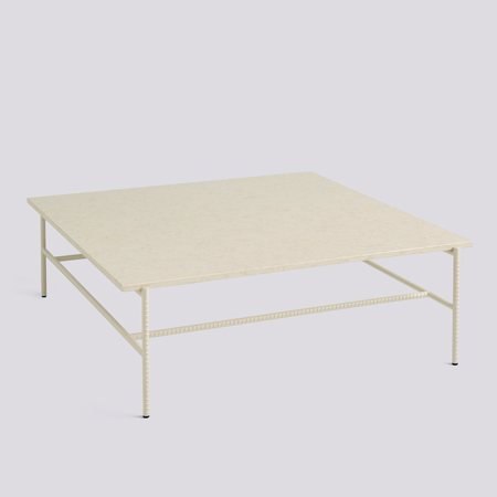 REBAR COFFEE TABLE - 100 x 104 cm - Beige marble - Alabaster powder coated steel