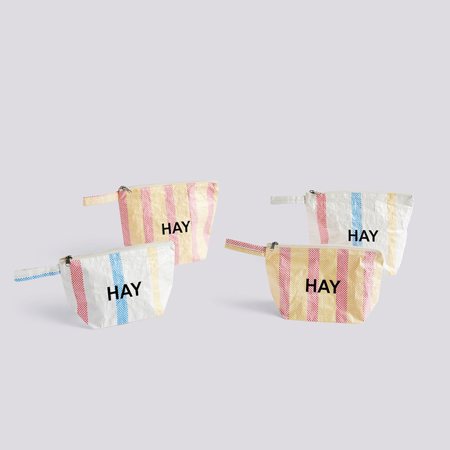 CANDY STRIPE WASH BAG - Medium - Red and Yellow