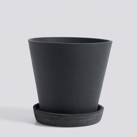 FLOWERPOT WITH SAUCER - Large - Black