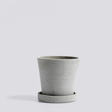 FLOWERPOT WITH SAUCER - Small - Grey
