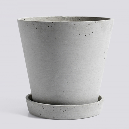 FLOWERPOT WITH SAUCER - XL - Grey