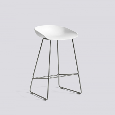 ABOUT A STOOL - AAS 38 - 65 cm - White seat - Solid stainless steel