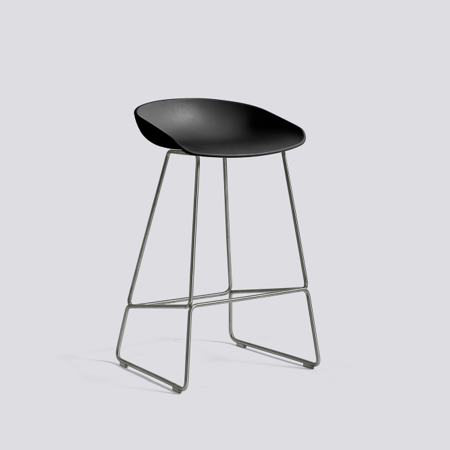 ABOUT A STOOL - AAS 38 - 65 cm - Black seat - Solid stainless steel