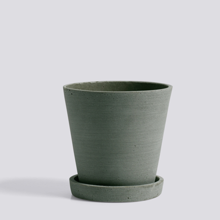 FLOWERPOT WITH SAUCER / GREEN - Medium - Green