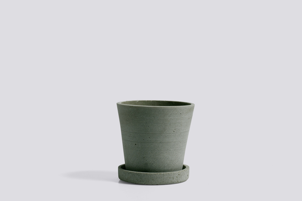 FLOWERPOT WITH SAUCER / GREEN - Small - Green